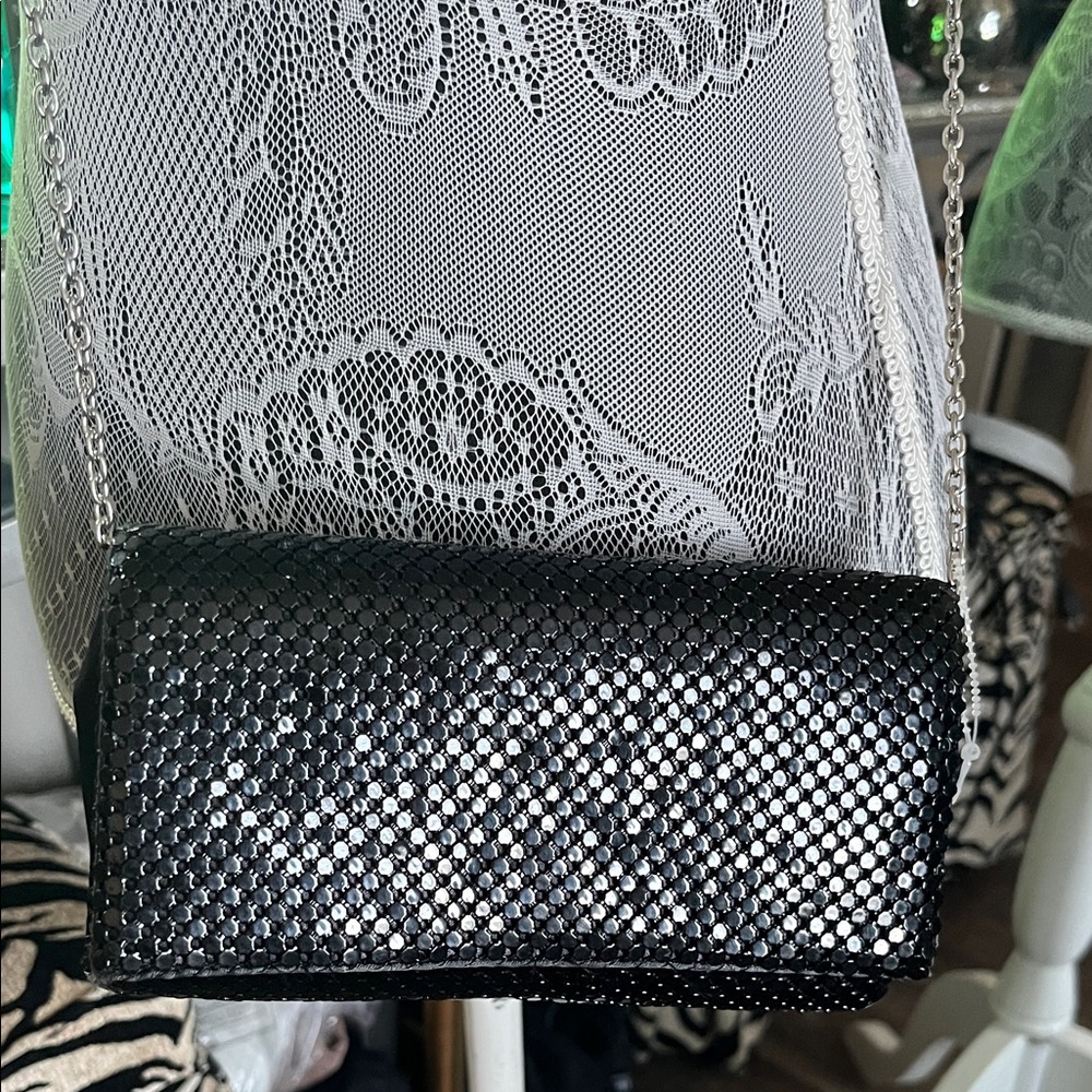 Elegant Black Mesh Evening Bag